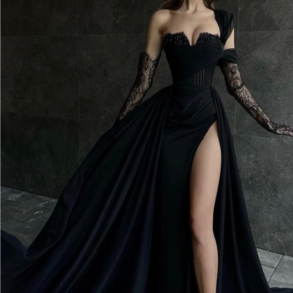 Elegant WHITE Evening Gown with Lace Details
